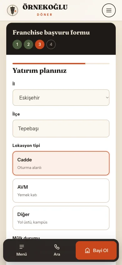 Mobil başvuru formu